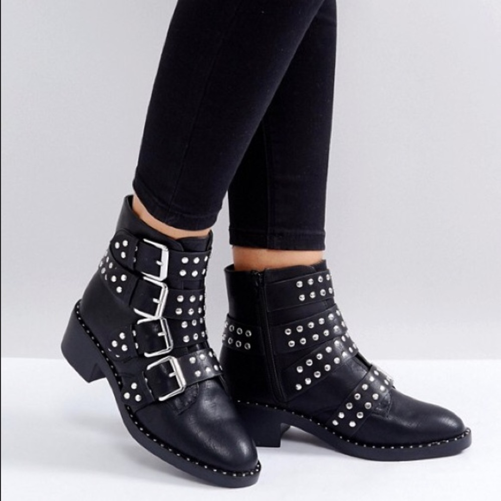 Studded Punk Retro Strappy Ankle Boots